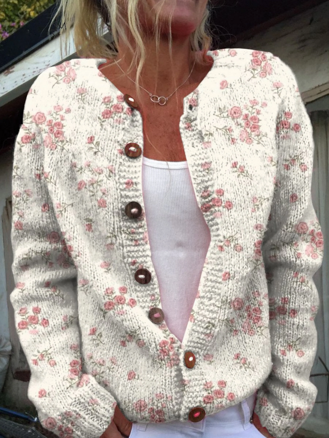 Ines | Cardigan a stampa di petali di rosa | Nico Milan