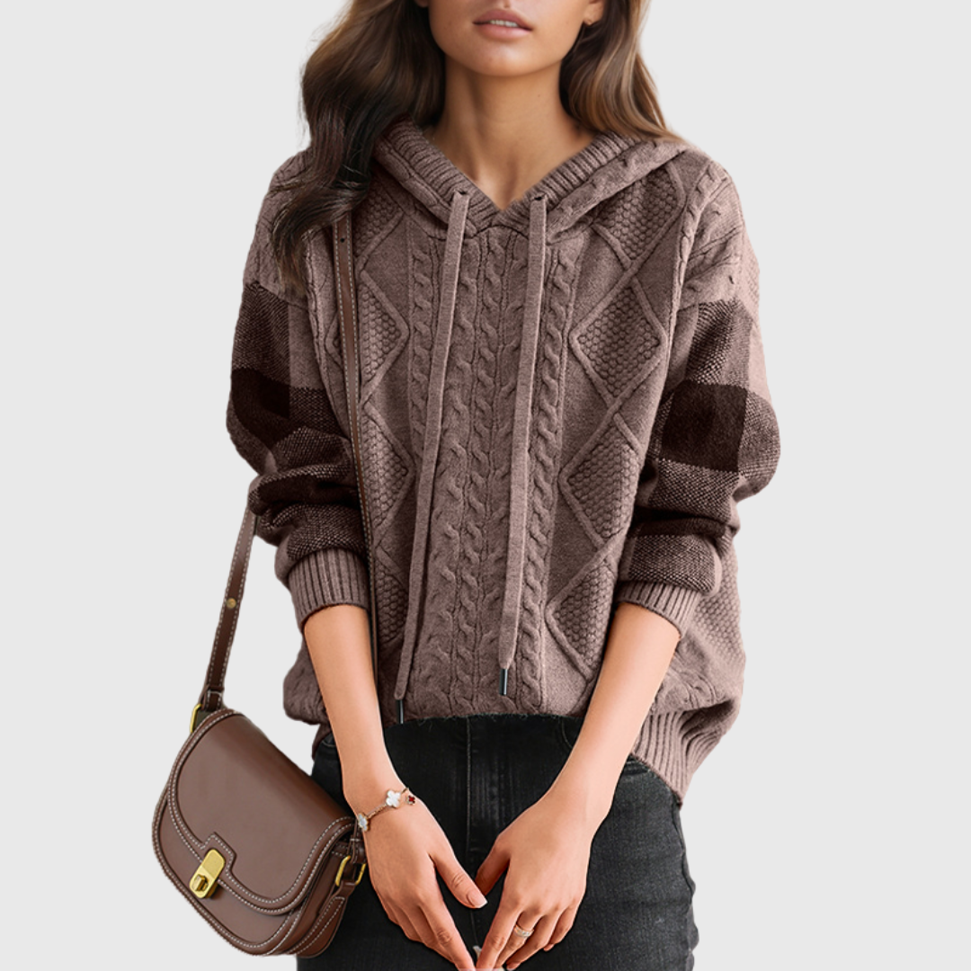 Julie | Maglione con Cappuccio in Maglia a Trecce | Nico Milan