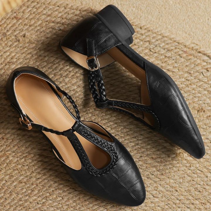 Greta — Scarpe Classiche in Pelle con T-Bar e Dettaglio Intrecciato | Nico Milan