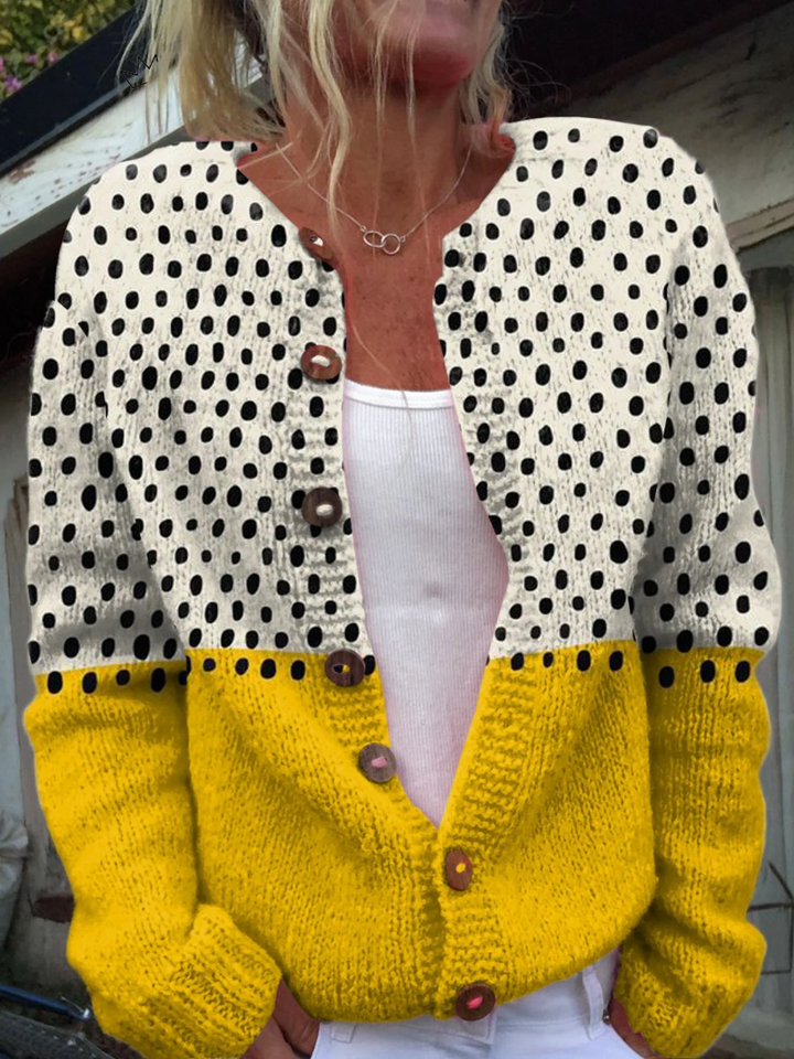 Adeline | Cardigan giallo a pois geometrici | Nico Milan
