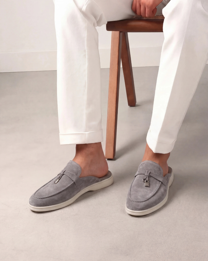 Mule Mediterraneo in Camoscio Grigio Chiaro