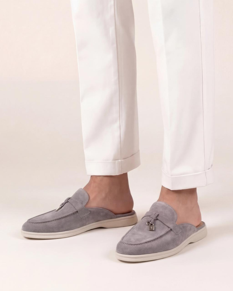 Mule Mediterraneo in Camoscio Grigio Chiaro