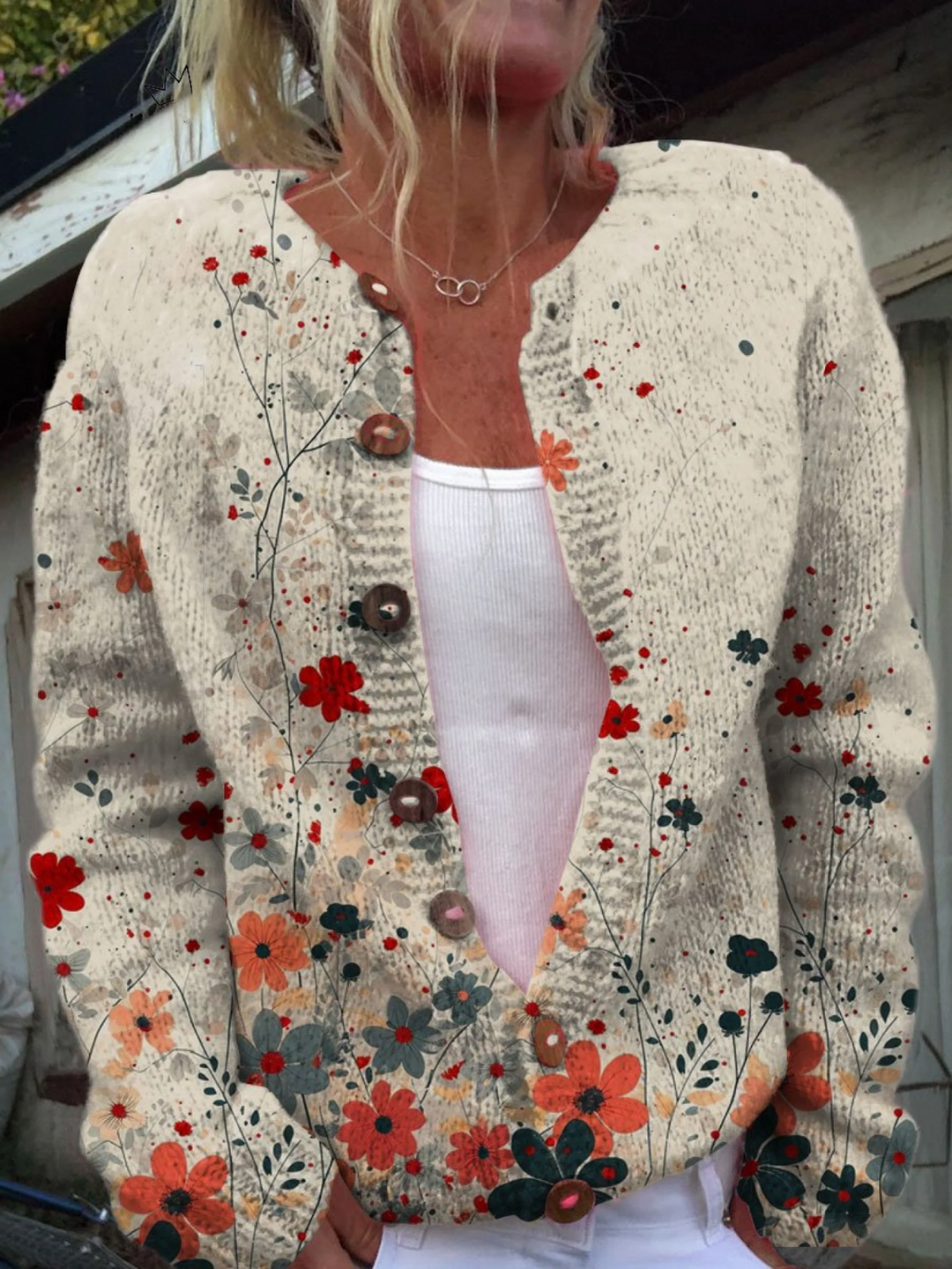Manon | Cardigan con bottoni ad arte floreale vintage | Nico Milan
