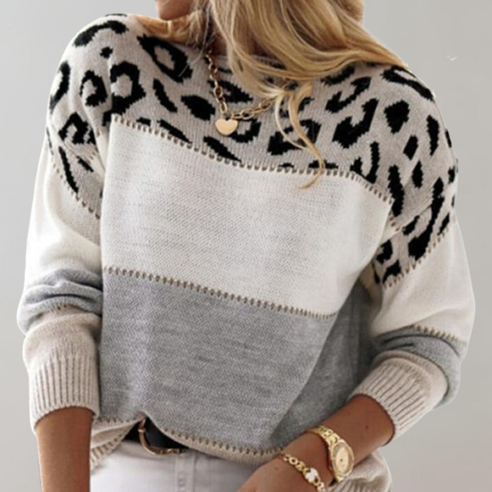 Diane | Maglione in Maglia con Dettaglio Leopardato | Nico Milan