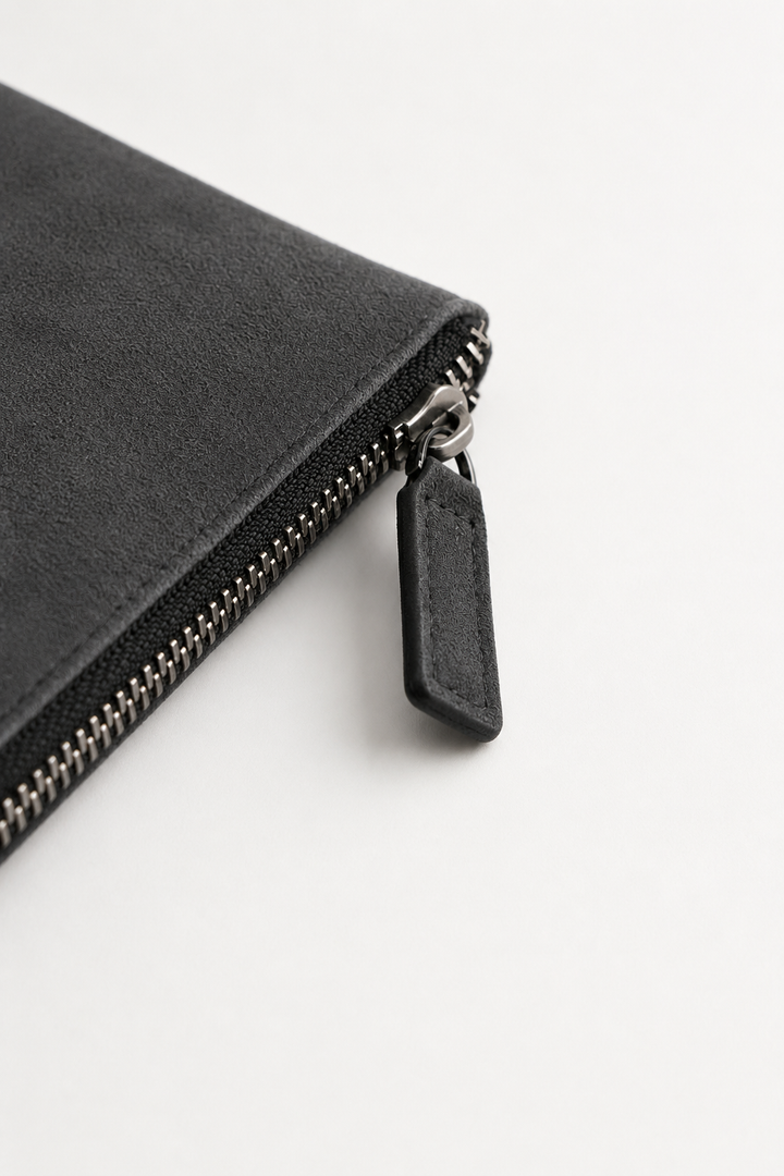 Borsa a Clutch Alcantara Grigio Scuro