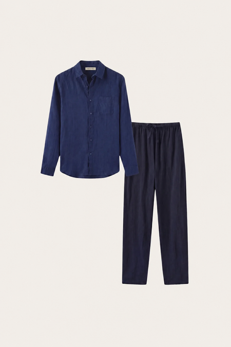 Set in Lino Bellagio Manica Lunga Blu Navy