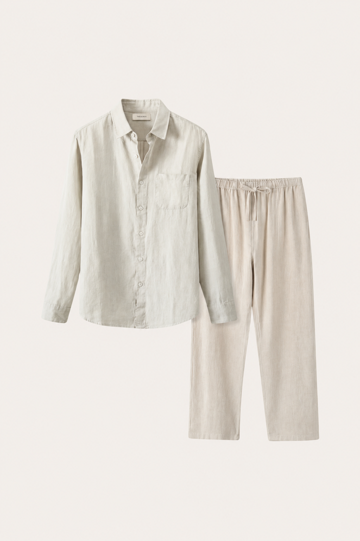 Set in Lino Pisa Manica Lunga Beige/Beige