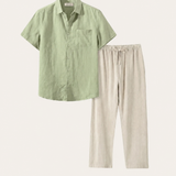 Set di Lino Trento Verde Menta/Beige
