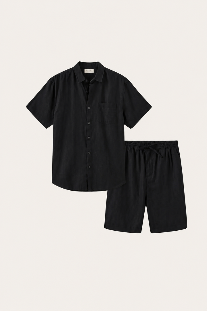 Camicia e Pantaloni Corti in Lino di Verona Nera