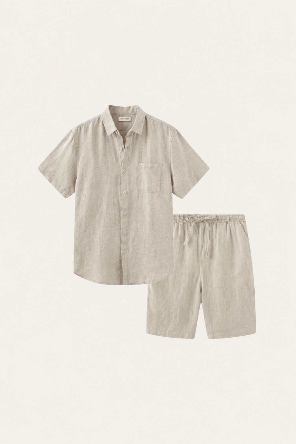 Camicia e Pantaloni Corti in Lino Beige di Verona