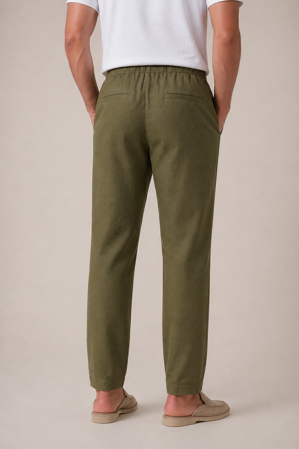 Pantaloni Bayside in Lino Olive