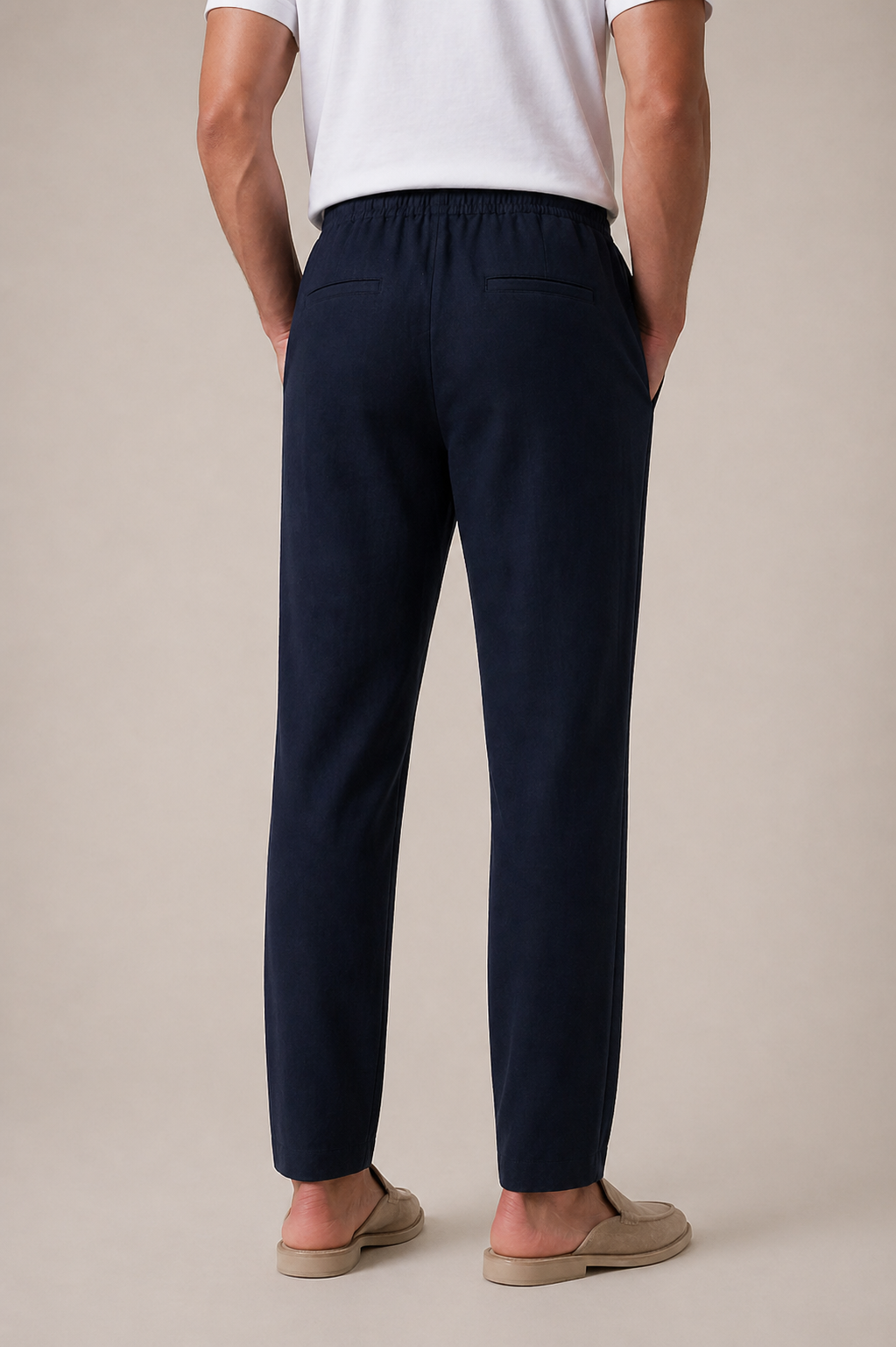 Pantaloni Bayside in Lino Blu Navy