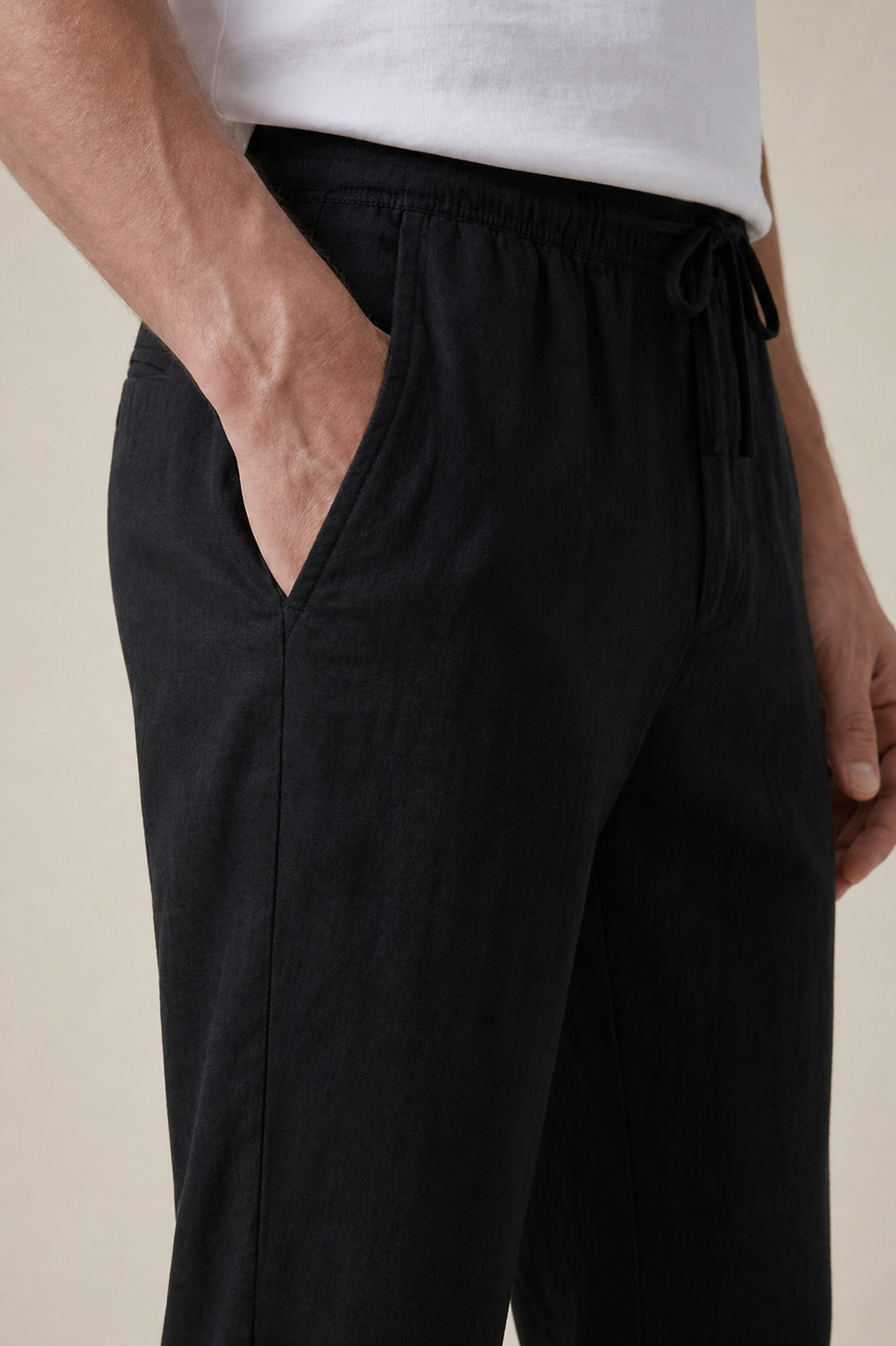 Pantaloni Bayside in Lino Neri