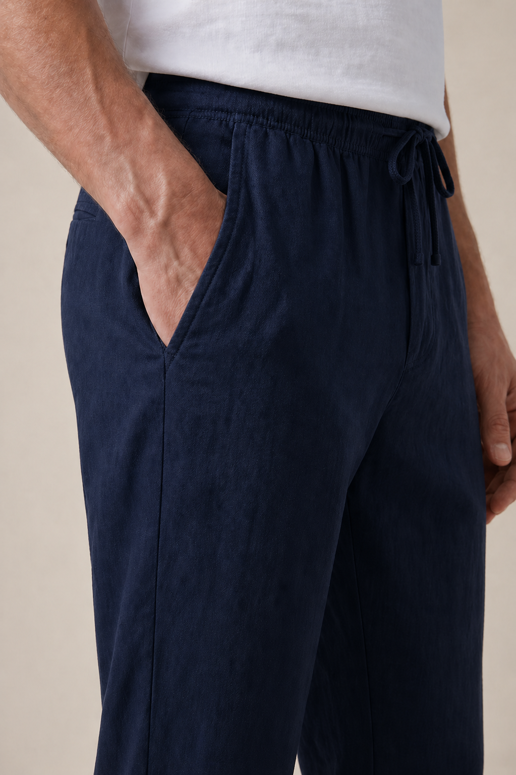 Pantaloni Bayside in Lino Blu Navy