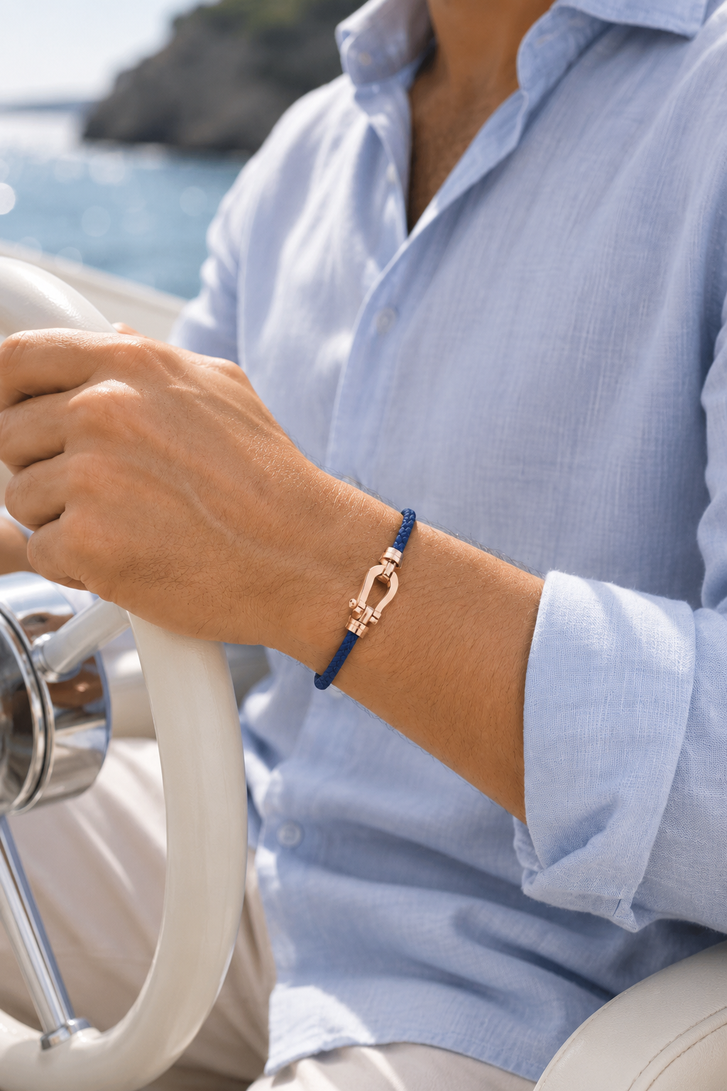 Bracciale Aurelio Blu Navy / Oro Rosa