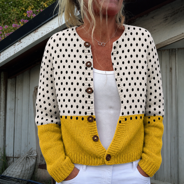 Adeline | Cardigan giallo a pois geometrici | Nico Milan