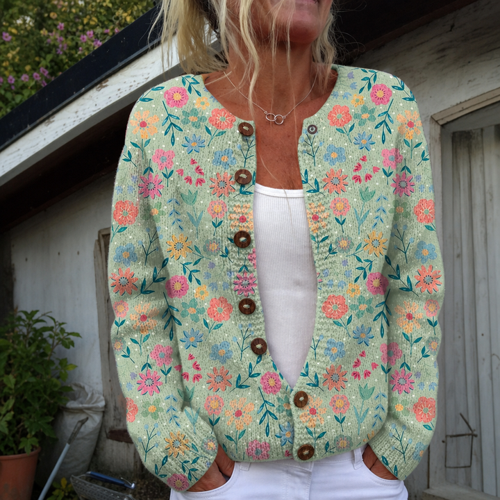 Maëlys | Cardigan in maglia a stampa campestre d'estate | Nico Milan