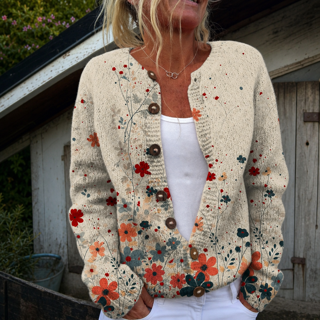 Manon | Cardigan con bottoni ad arte floreale vintage | Nico Milan