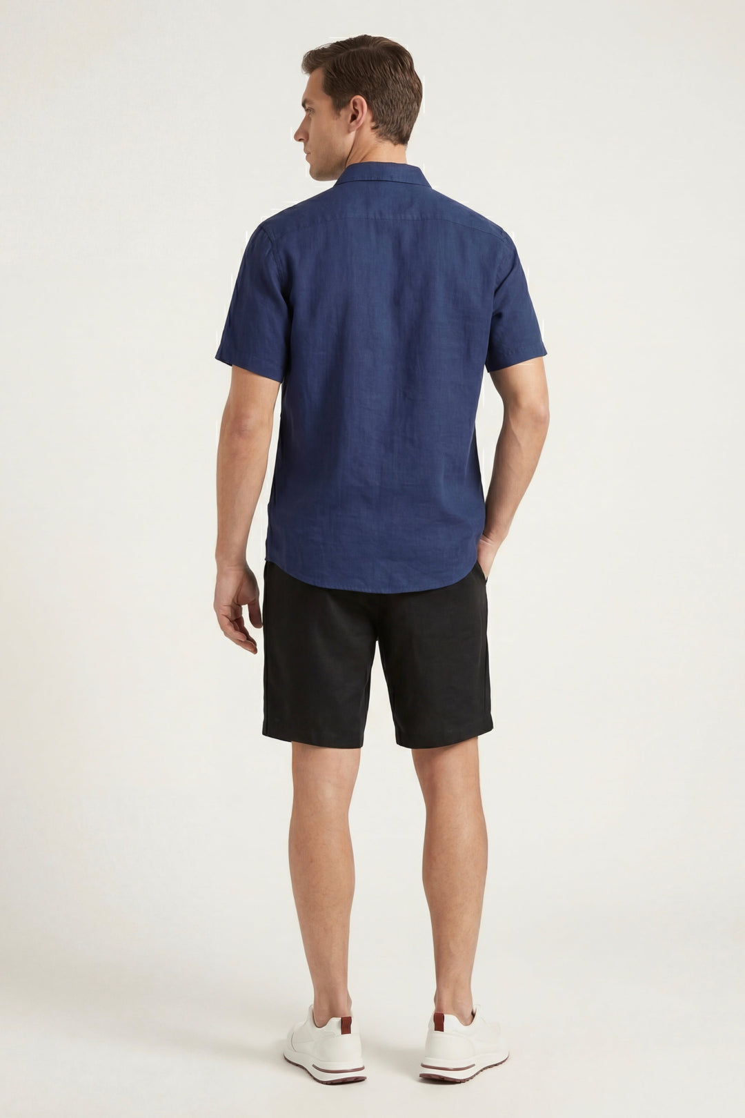 Camicia e Pantaloni Corti in Lino Verona Blu/Nero