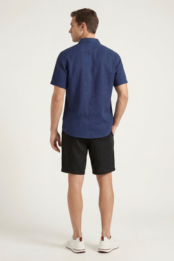 Camicia e Pantaloni Corti in Lino Verona Blu/Nero