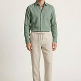 Set in Lino Pisa Manica Lunga Verde/Beige