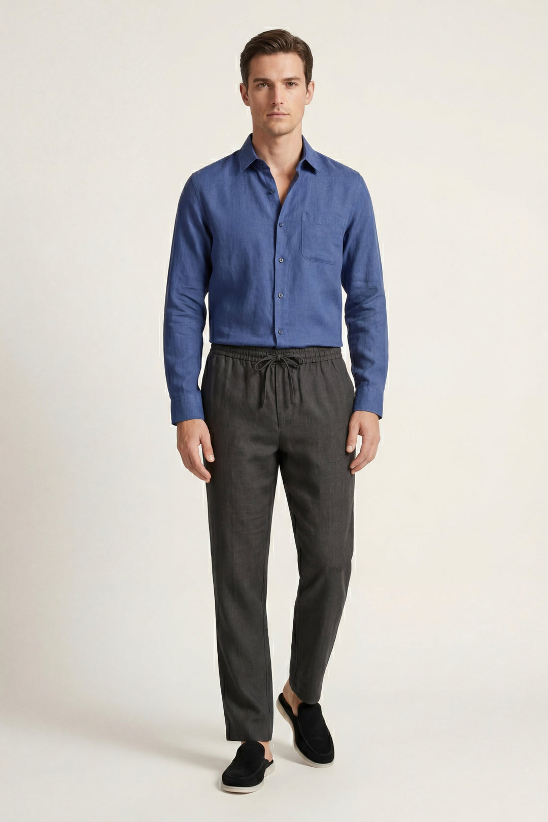 Set di Lino Pisa Maniche Lunghe Blu/Nero