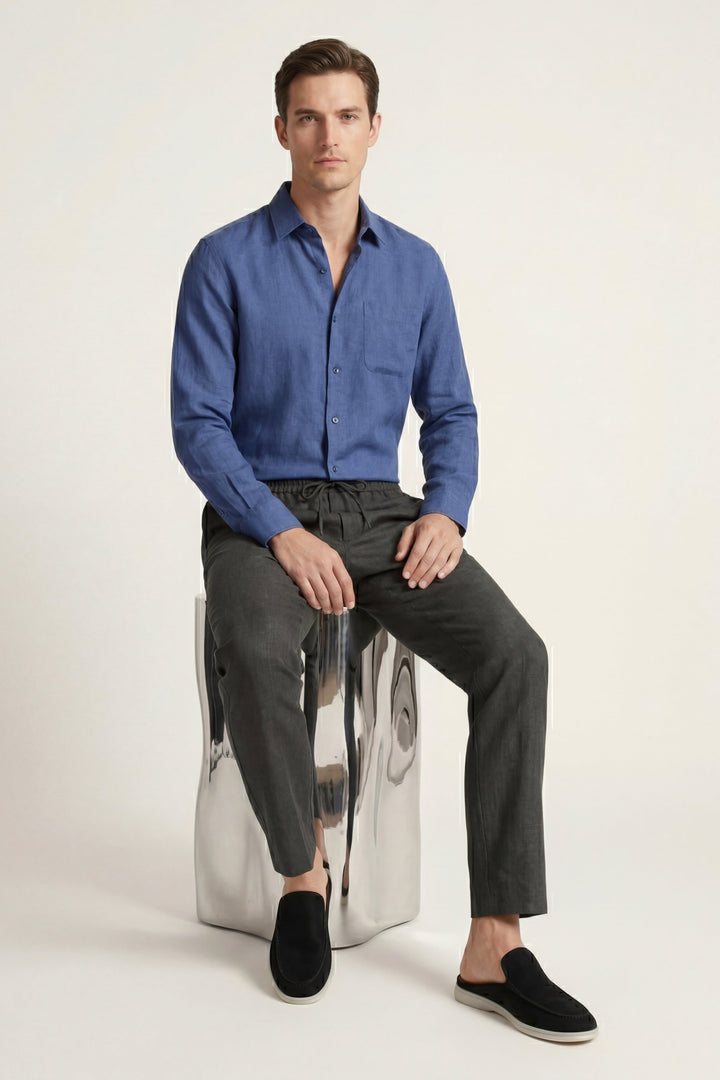 Set di Lino Pisa Maniche Lunghe Blu/Nero
