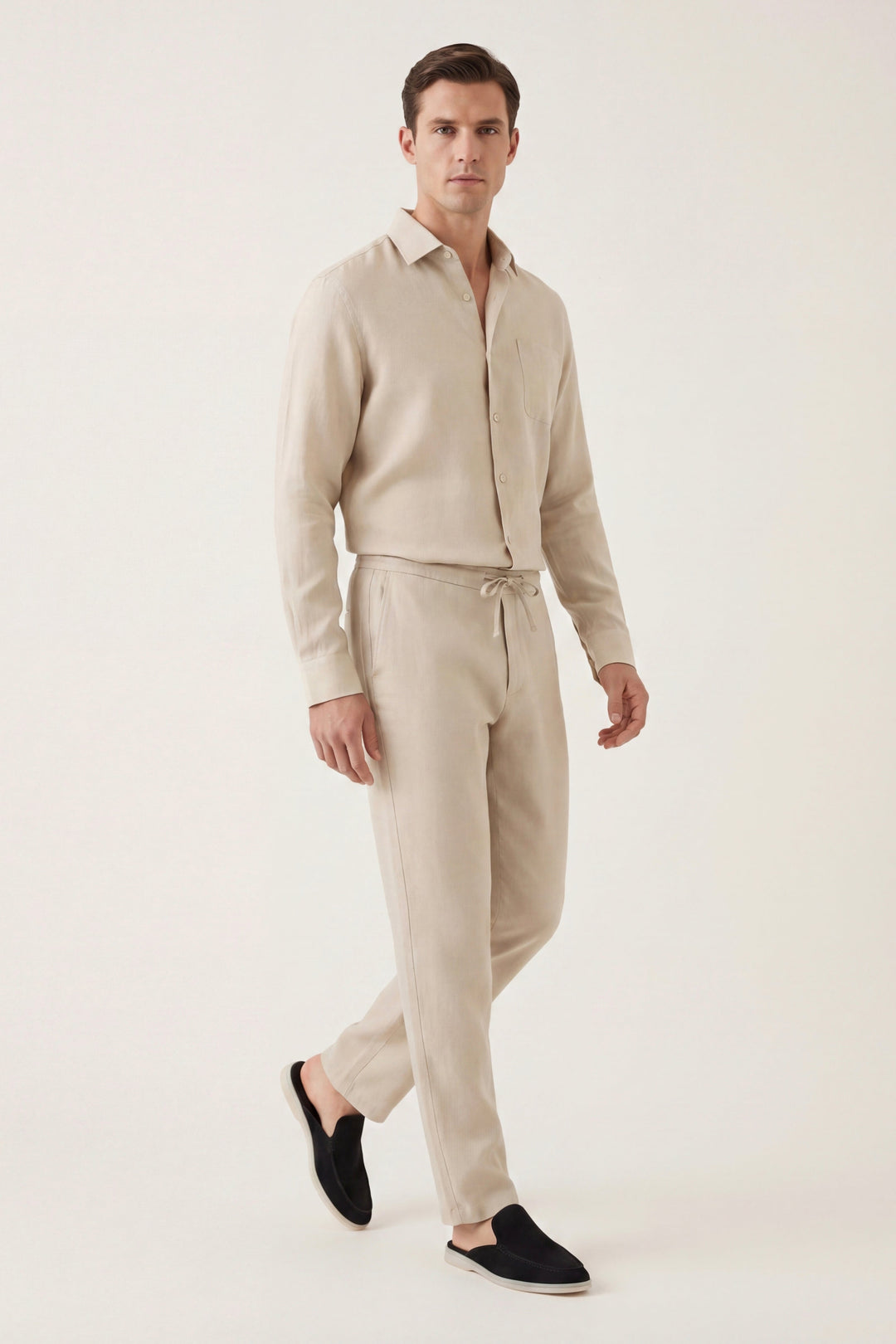 Set in Lino Bellagio Manica Lunga Beige