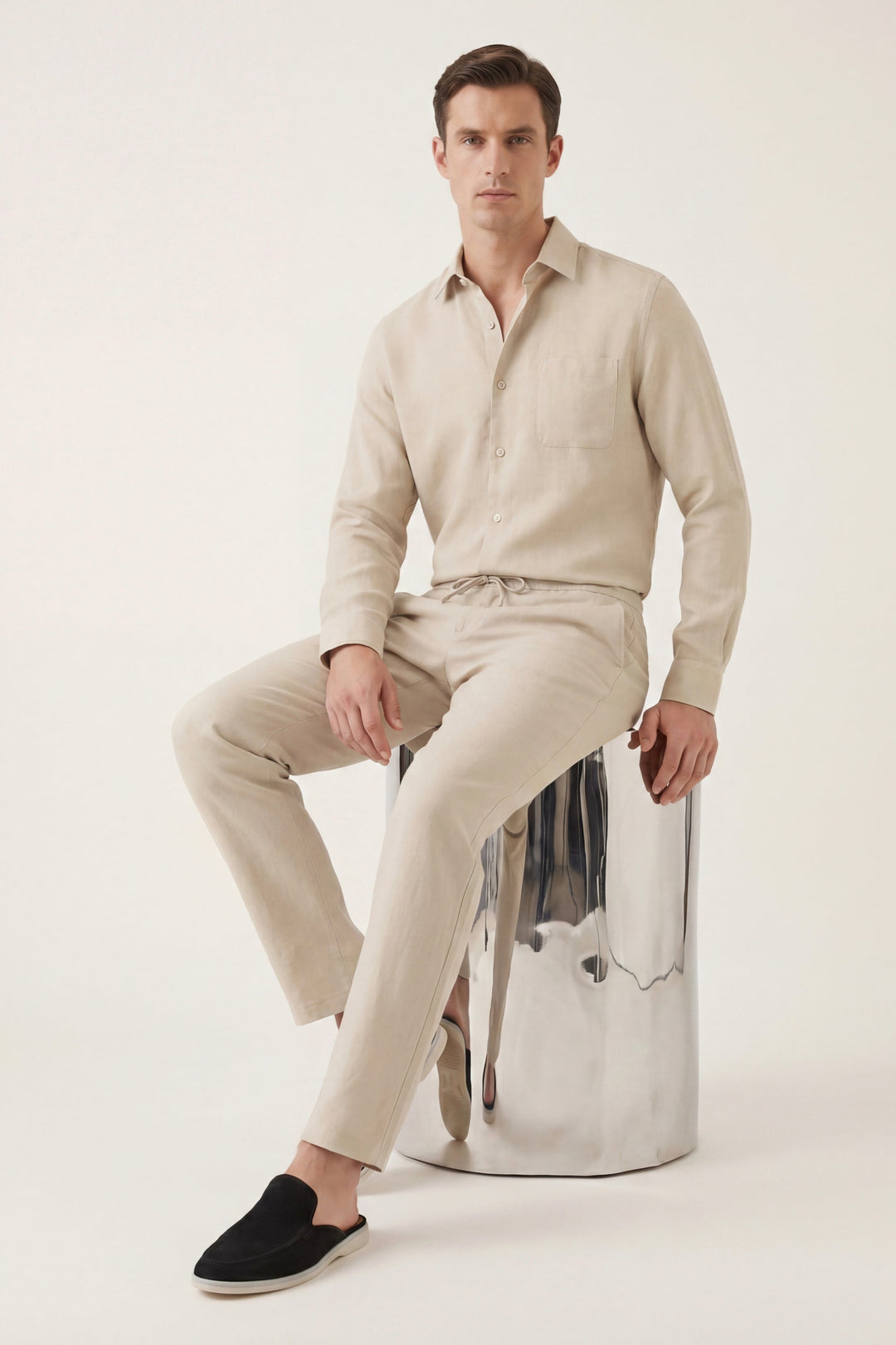 Set in Lino Bellagio Manica Lunga Beige