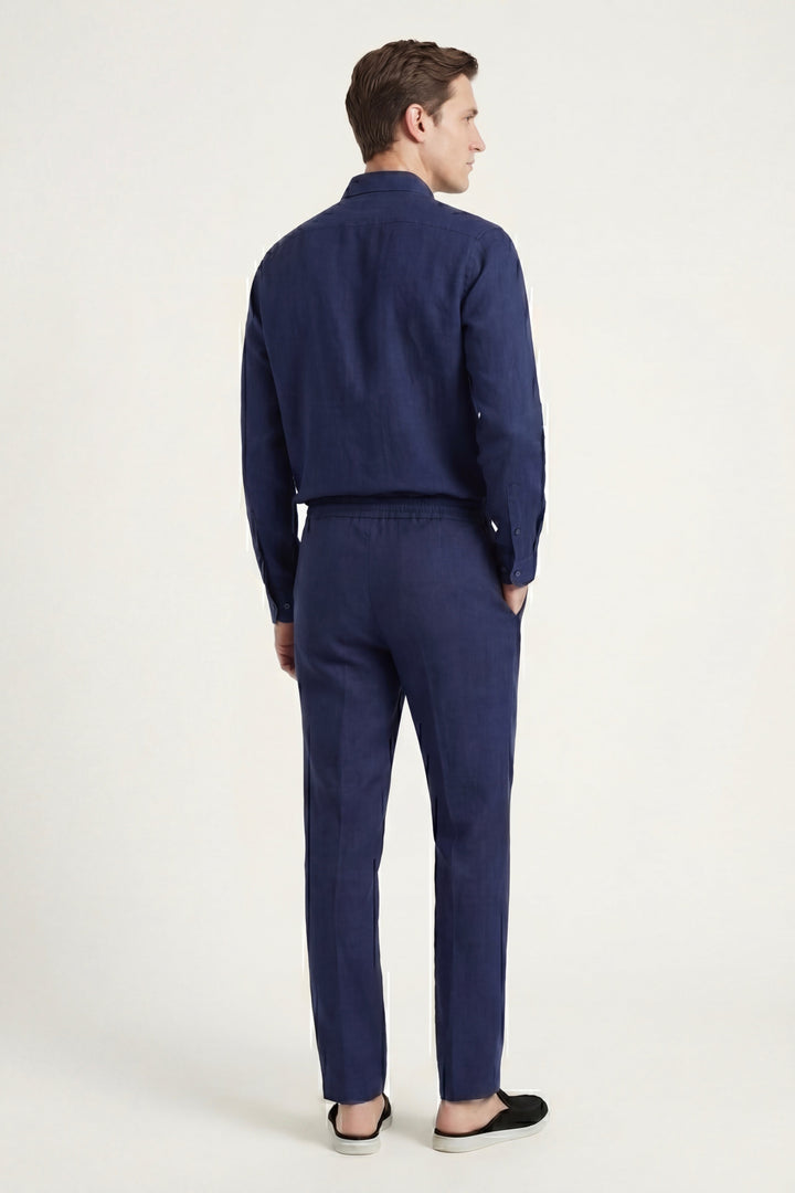 Set in Lino Bellagio Manica Lunga Blu Navy