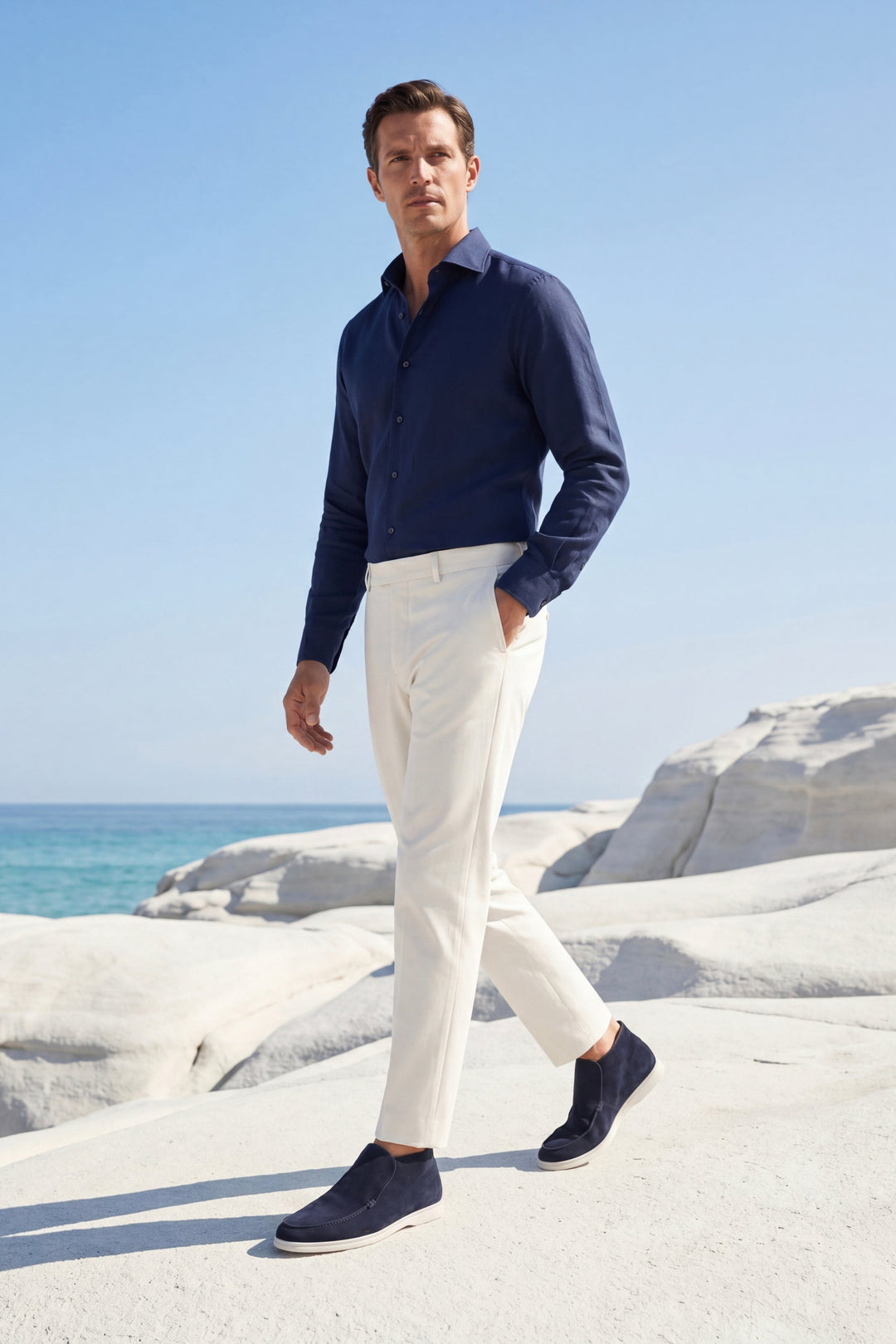 High Top Capri in Camoscio Blu Navy | Nico Milan