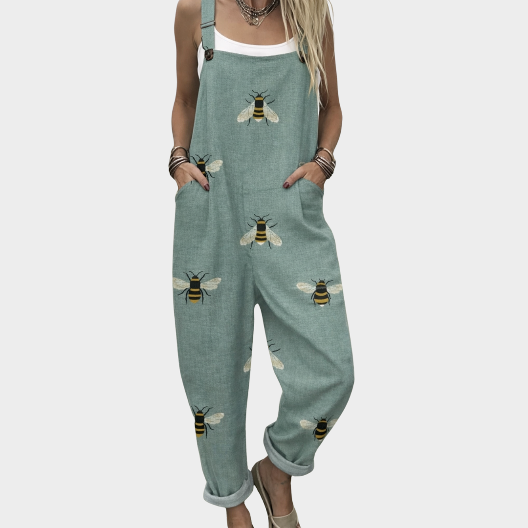 Salopette in Lino Verde Stampato - Stile Casual | Nico Milan