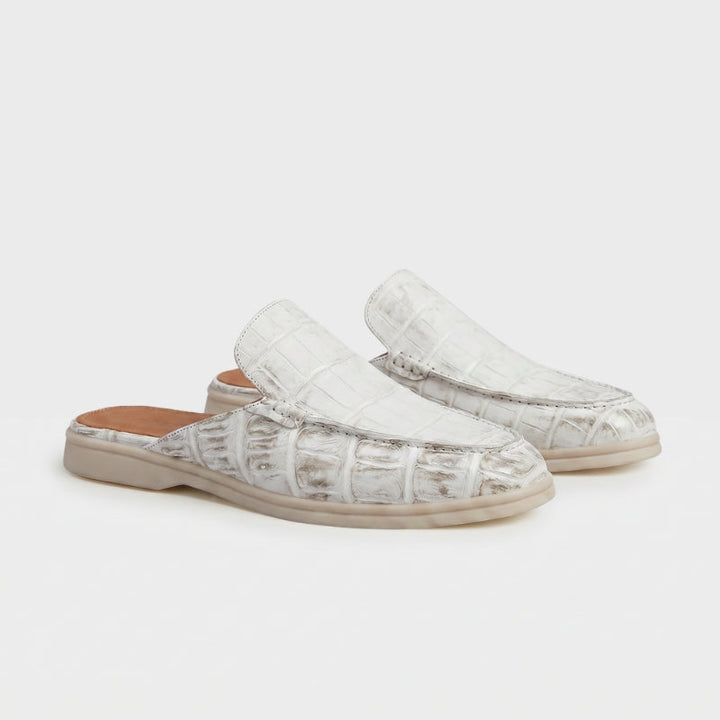 Yacht Mule Croco Bianco | Nico Milan