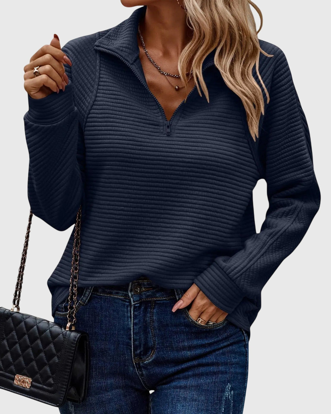 Christine | Maglione elegante con mezza zip | Nico Milan