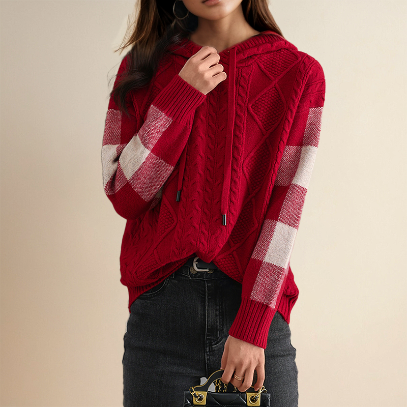 Julie | Maglione con Cappuccio in Maglia a Trecce | Nico Milan