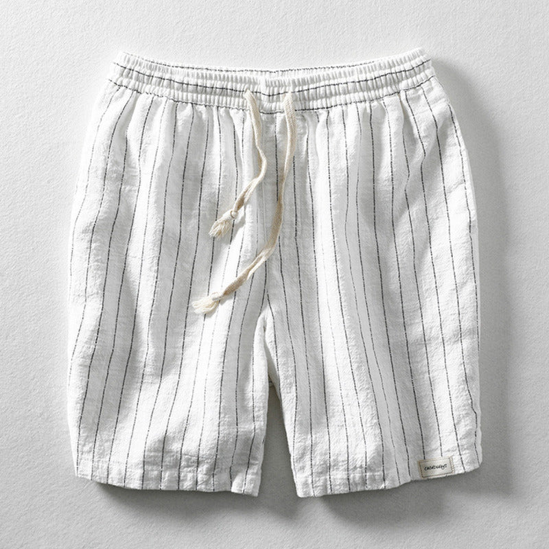 Pantaloncini Gessati in Misto Lino con Coulisse | Nico Milan