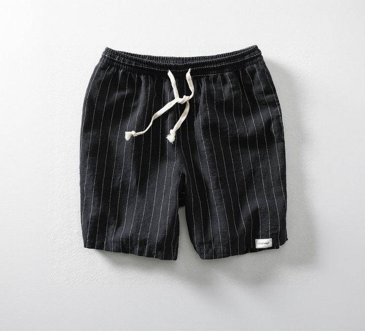 Pantaloncini Gessati in Misto Lino con Coulisse | Nico Milan