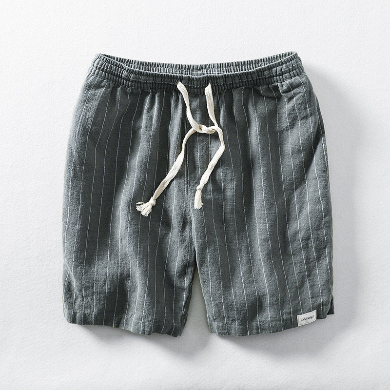 Pantaloncini Gessati in Misto Lino con Coulisse | Nico Milan