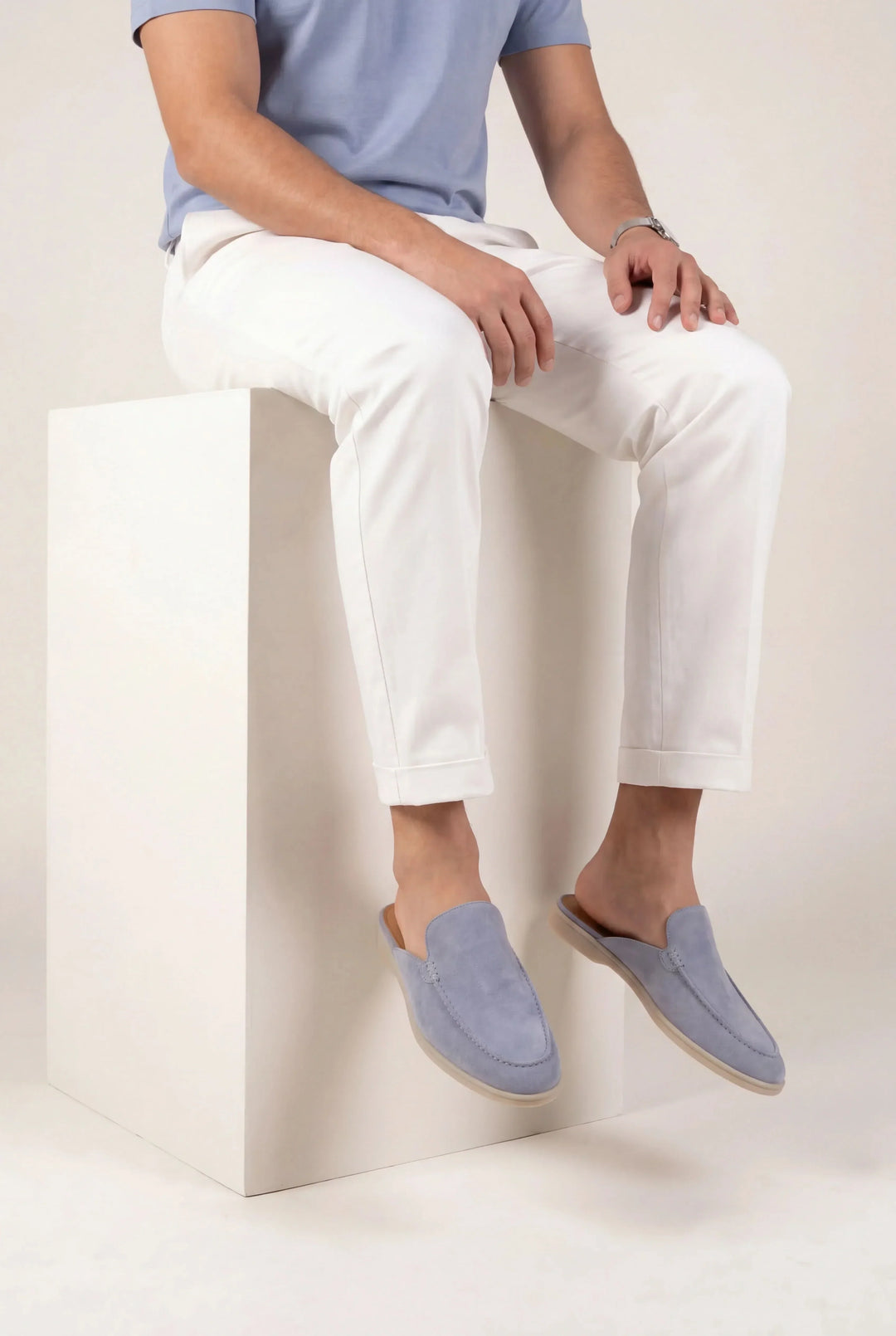 Yacht Mule in Camoscio Azzurro | Nico Milan