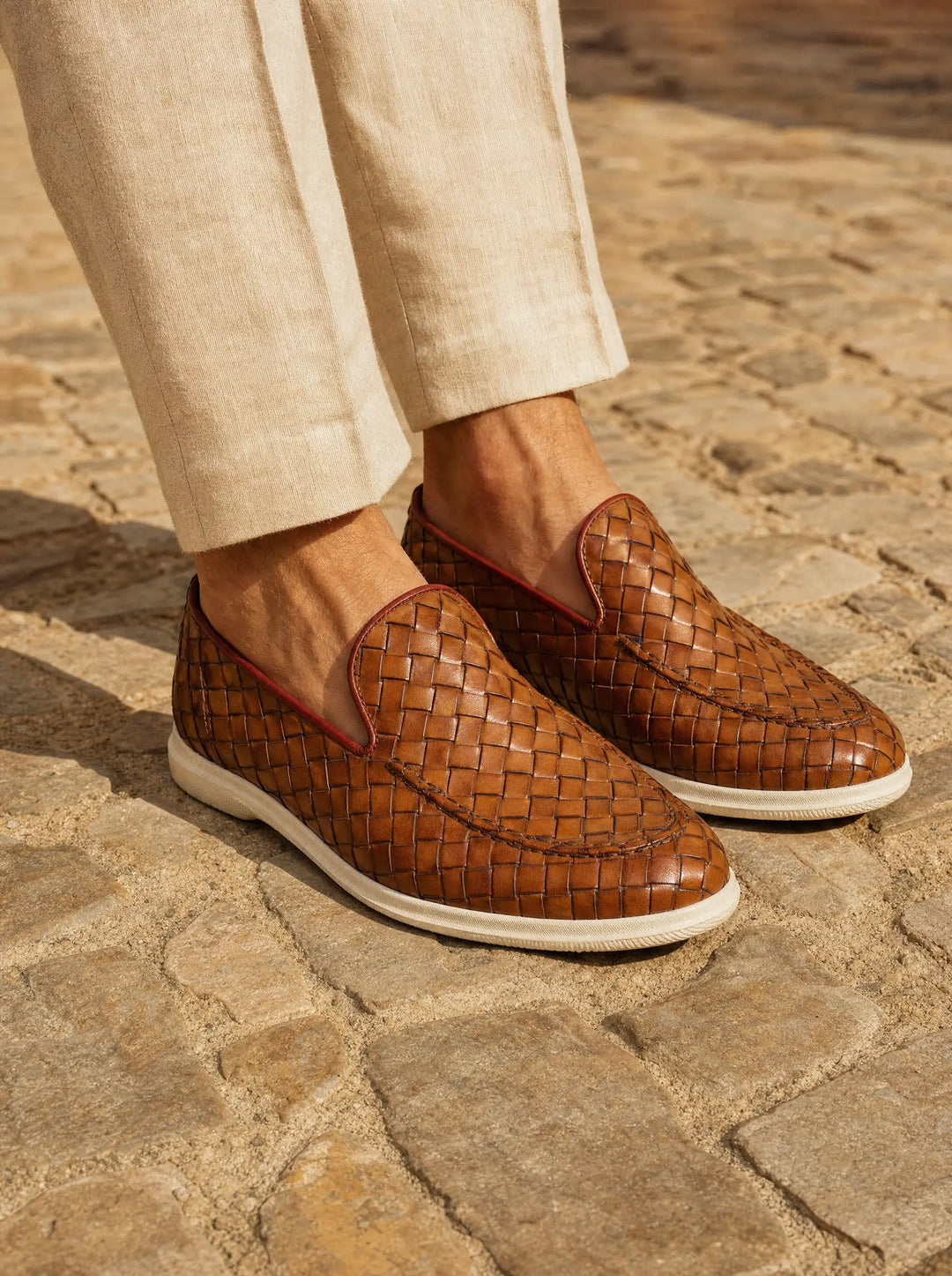 Mocassino Intrecciato Sorrento Cuoio | Nico Milan