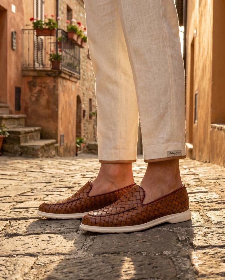 Mocassino Intrecciato Sorrento Cuoio | Nico Milan