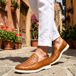 Mocassino Intrecciato Sorrento Cuoio | Nico Milan