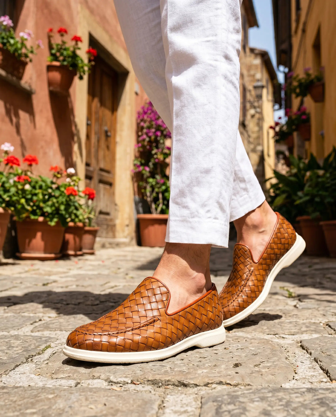 Mocassino Intrecciato Sorrento Cuoio | Nico Milan