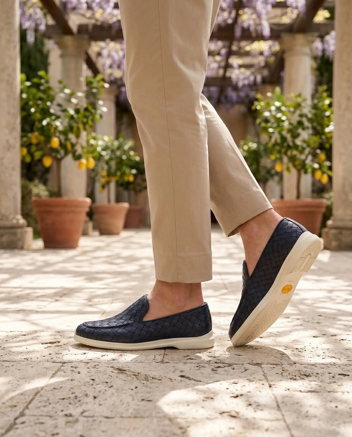 Mocassino Intrecciato Sorrento Blu | Nico Milan