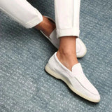 Mocassino Classico in Suede Bianco Perla