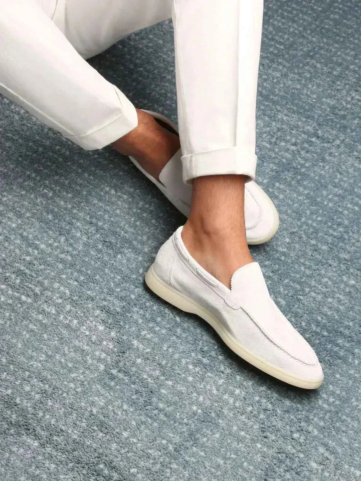 Mocassino Classico in Camoscio Bianco Perla