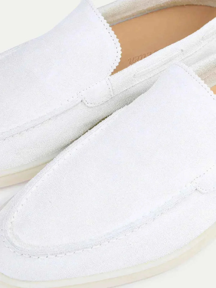 Mocassino Classico in Camoscio Bianco Perla