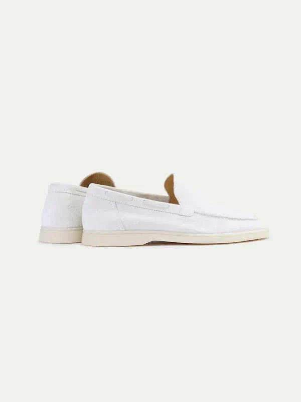 Mocassino Classico in Camoscio Bianco Perla
