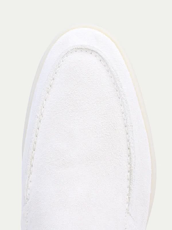Mocassino Classico in Camoscio Bianco Perla