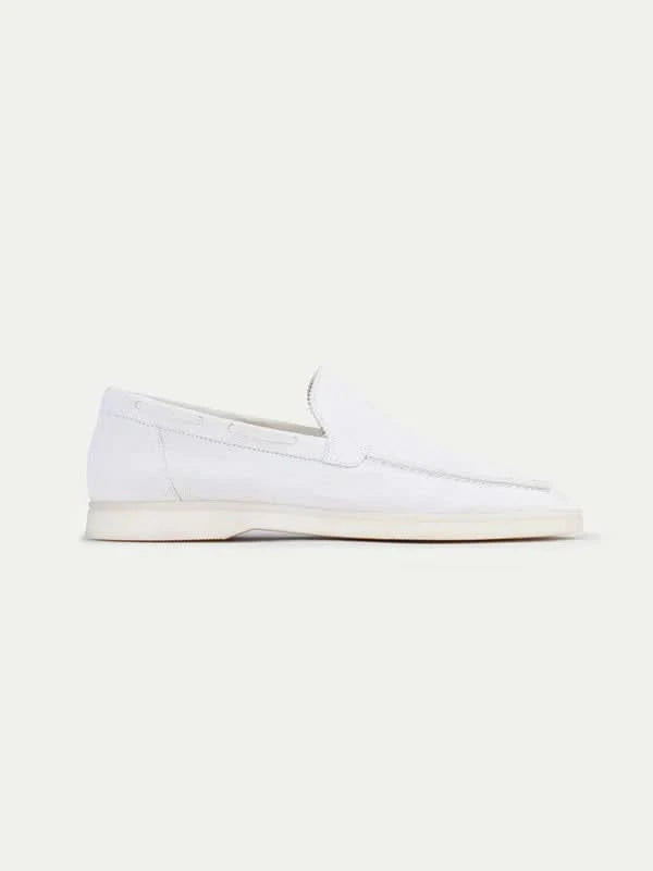 Mocassino Classico in Camoscio Bianco Perla